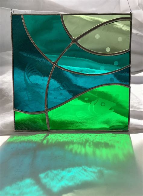 Stained Glass salmon Suncatcher / Window Panel - Etsy Canada | Diy stained glass window, Stained ...