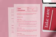 Pink Google Docs Resume Template, a Resume Template by Take Care Creative