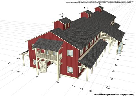 Digital view of a massive 20 stall horse barns, with office and living space on the second floor ...