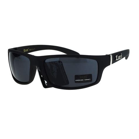 Locs All Black Mad Dog Cholo Rectangular Gangster Biker Sunglasses Matte Black - Walmart.com