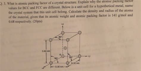 Solved Q. 3. What is atomic packing factor of a crystal | Chegg.com