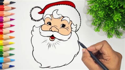 How to draw easy santa claus face step by step | kids christmas drawing | santa face - YouTube