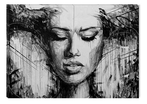 Startonight Canvas Wall Art Black and White Abstract Woman Face Artwork ...