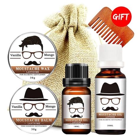 100% Natural Beard Growth Oil/Wax Set Berad Care Moisturizing Modeling ...