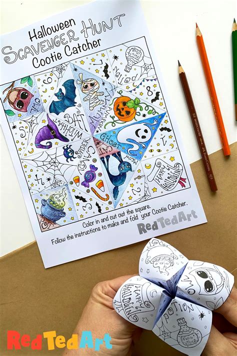 Halloween Cootie Catcher Printable - Easy Origami for Kids - Red Ted Art