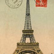 Eiffel Tower Vintage Postcard Digital Art by Scarebaby Design - Fine ...