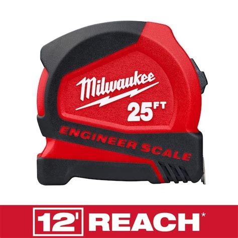 Milwaukee 25 ft. Compact Tape Measure with Engineer Scale 48-22-6625E - The Home Depot