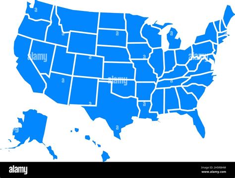 blue usa map with states in flat style, vector Stock Vector Image & Art - Alamy