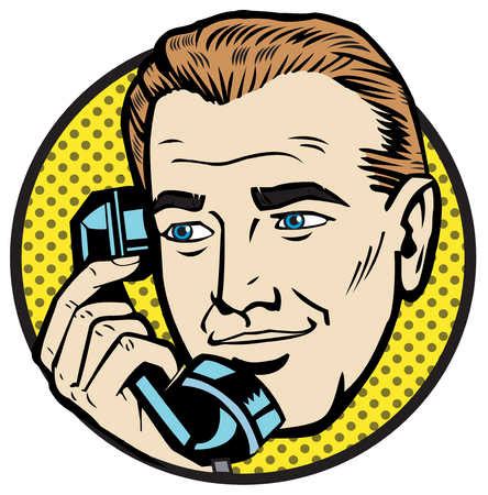 Stock Illustration - Close up of man on telephone