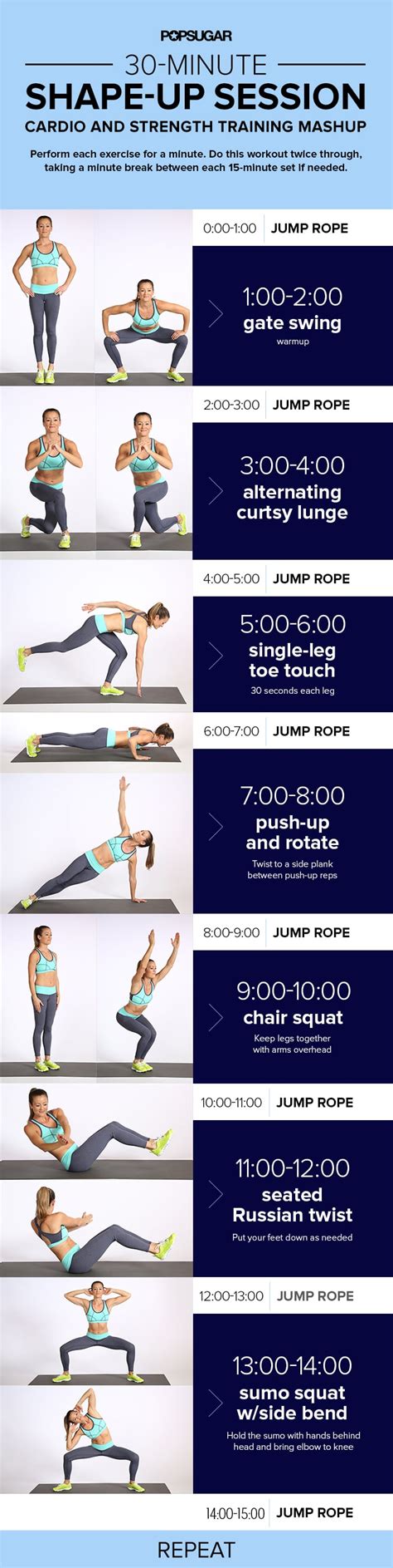 Printable Workout: 30 Minutes Cardio and Strength Training | POPSUGAR Fitness