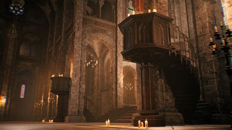 Modular Romanesque Cathedral Interior in Environments - UE Marketplace