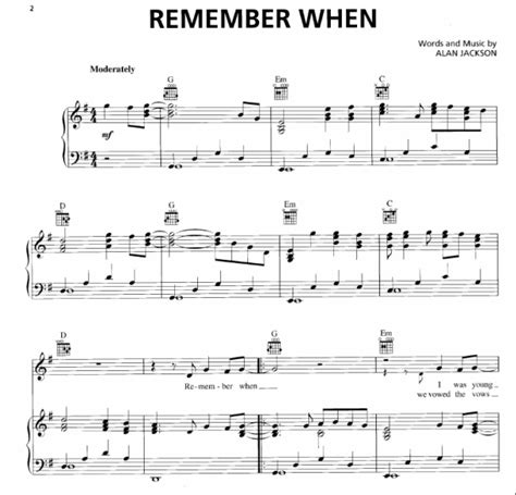 Alan Jackson - Remember When Free Sheet Music PDF for Piano | The Piano ...