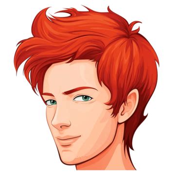 Illustration Of A Red Hair Style For Men, Red, Haircut, Graphic PNG ...