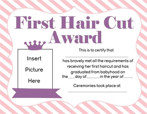 Kids First Haircut Certificate