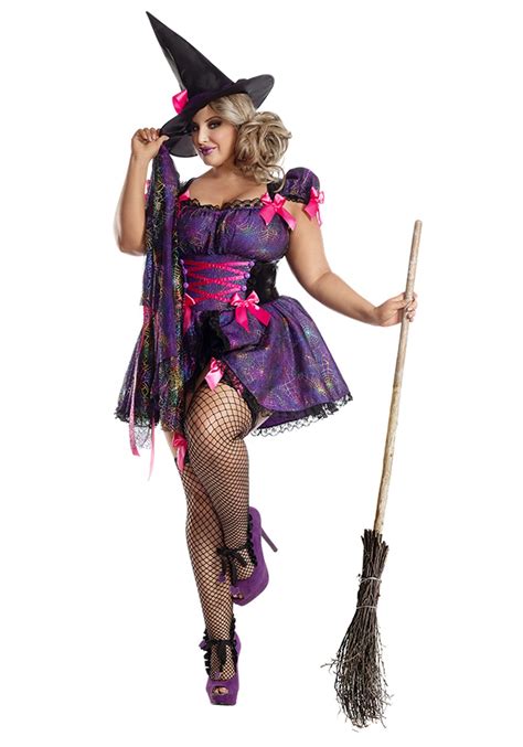 Plus Size Purple Web Witch Women's Costume