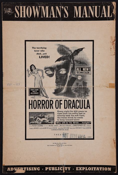 Horror of Dracula (Universal International, 1958). Uncut Pressbook ...