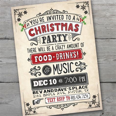 Christmas Invitation Vintage Christmas Party Invitation