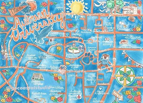 Auburn University Illustrated Map Print - Etsy