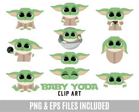 Baby Yoda Clip Art star wars space baby mandalorian | Etsy | Star wars ...