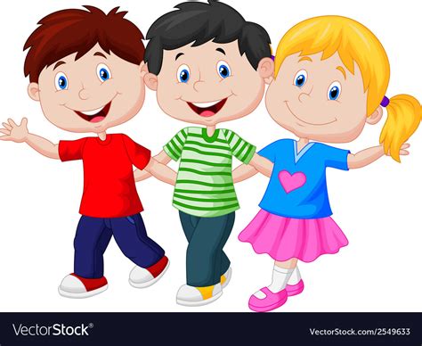 Happy young children cartoon Royalty Free Vector Image