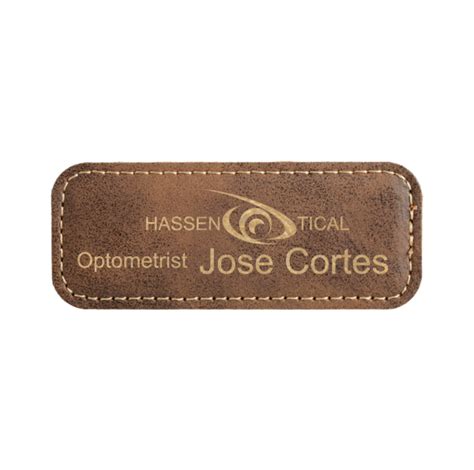 Employee ID Badges | Custom Name Tags | Faux Leather 3.25" x 1.25"