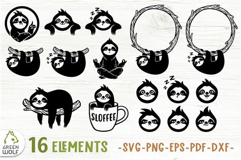 Embellishments Clip Art & Image Files Sloth svg Cricut Svg Dxf Svg files for cricut Svg files ...