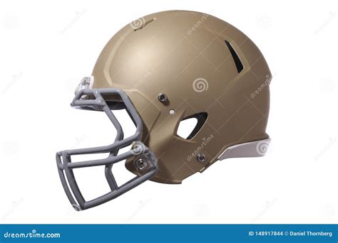 Gold Football Helmet Isolated on White Stock Photo - Image of gray ...