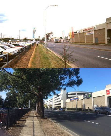 Jane Street, Penrith looking east with Westfield Penrith Plaza on the right, 1992 > 2016 ...