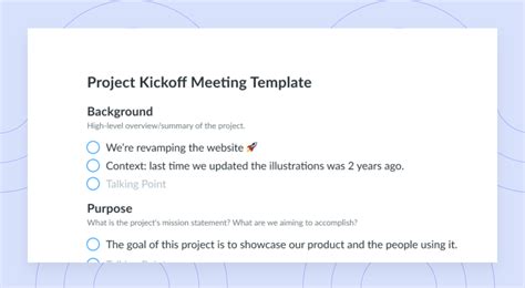 Kick off Meeting Agenda Template | FREE