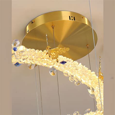 Modern Luxury Style Layered Ring Pendant Lighting Fixtures Crystal Pendant Light for Living Room ...