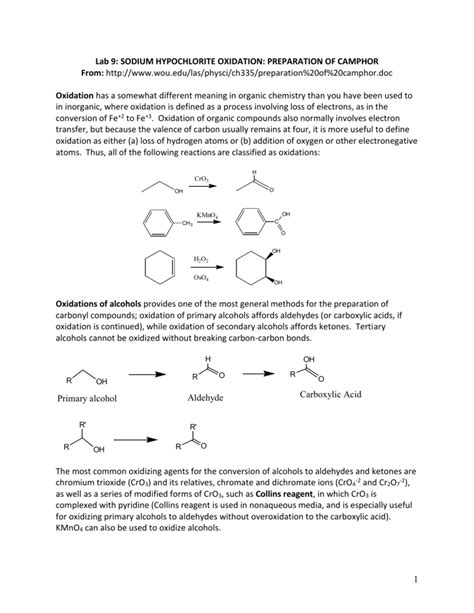 EXPERIMENT 11: OXIDATION OF ALCOHOLS