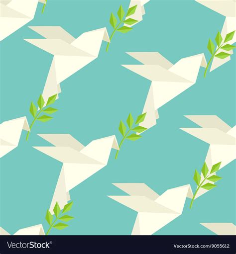 Origami dove on pattern Royalty Free Vector Image