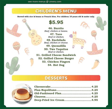 Menu at Las Palmas Mexican Cuisine restaurant, Desert Hot Springs, Palm Dr