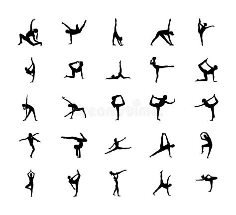 Easy Gymnastic Poses Silhouette Stock Illustration - Illustration of ...