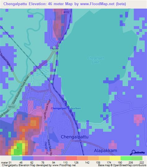 Elevation of Chengalpattu,India Elevation Map, Topography, Contour