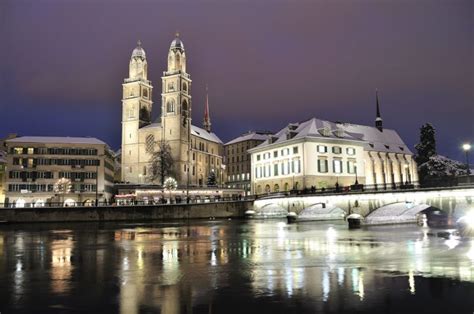 switzerland, Houses, Rivers, Bridges, Night, Street, Lights, Zurich ...