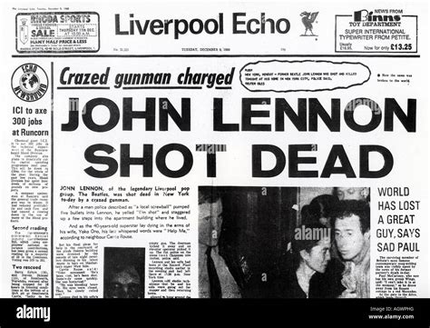 El asesinato de John Lennon el 8 de diciembre de 1980 hace el informe en la página delantera ...