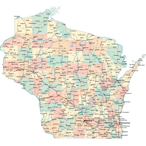 Wisconsin Road Map - WI Road Map - Wisconsin Highway Map