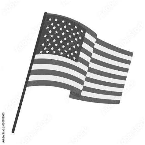 "Flag of the United States icon in monochrome style isolated on white background. USA country ...