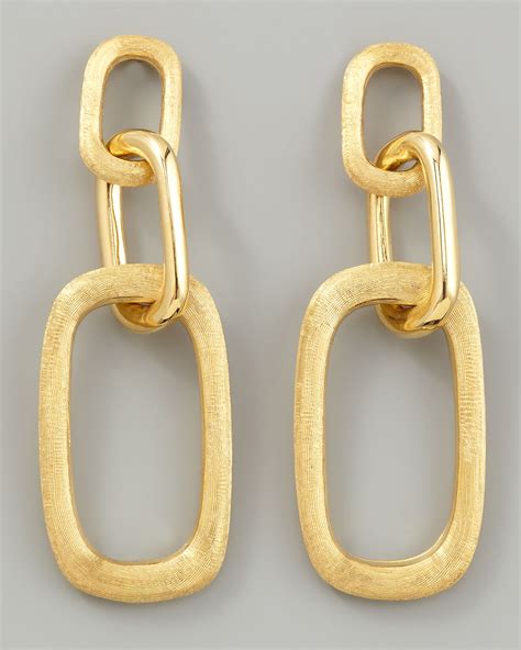 Marco bicego Murano 18k Brushed Gold Link Drop Earrings in Metallic | Lyst