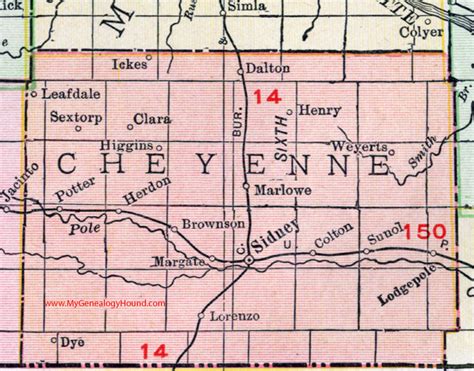 Cheyenne County, Nebraska, map, 1912, Sidney, Lodgepole, Sunol, Potter ...