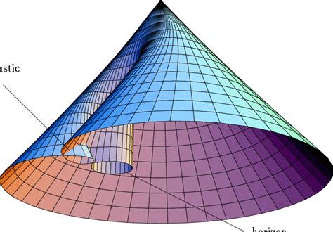 Past light cone in the Schwarzschild spacetime. One sees that the light ...