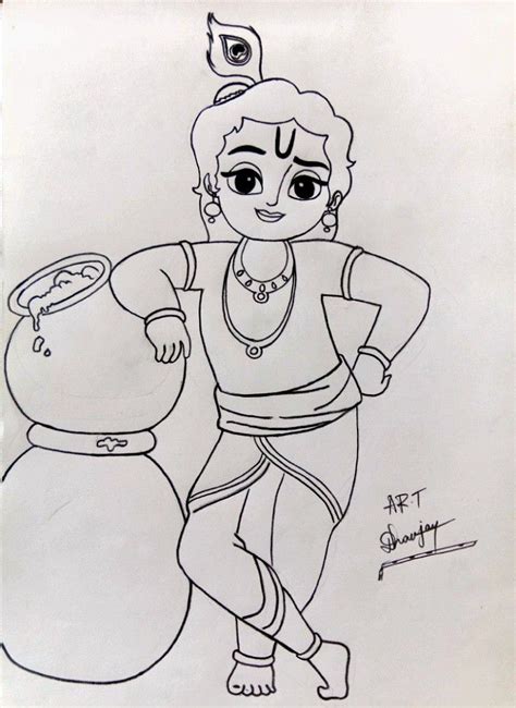 Little Krishna pencil sketch | Easy love drawings, Easy cartoon ...