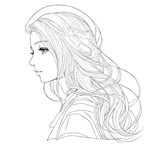 Premium Vector | A sketch of a girl with long hair and a long hair