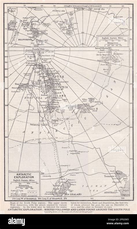 Vintage map of Antarctic Exploration Stock Photo - Alamy