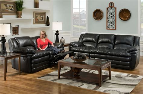 Black Bentley Bonded Leather Reclining Sofa & Loveseat Set