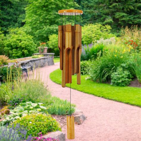 ASTARIN Wooden Wind Chimes, Indoor/Outdoor Bamboo Wind Chimes with ...