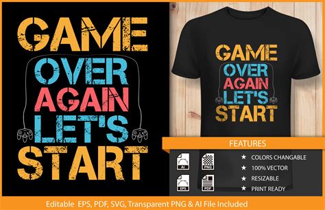 T-shirt Game over Again Let's Start Graphic by hamjaiu · Creative Fabrica