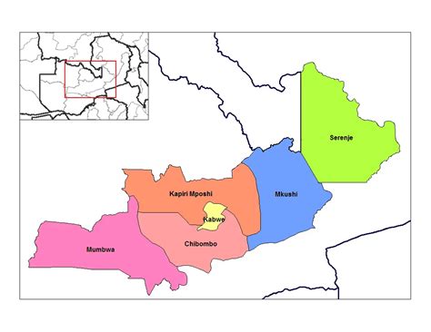 Central Zambia Districts - MapSof.net