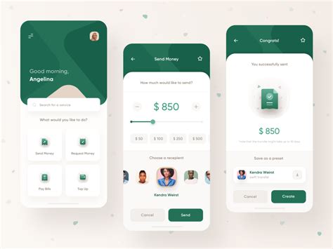 Money Send Financial App | App design, Financial apps, Mobile app design inspiration